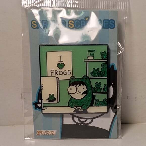 Jewelry - Sarahs Scribbles I Love Frogs Enamel Pin Official Collectible Badge